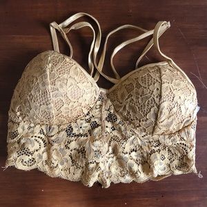 Golden lace front bralet, Small, never worn